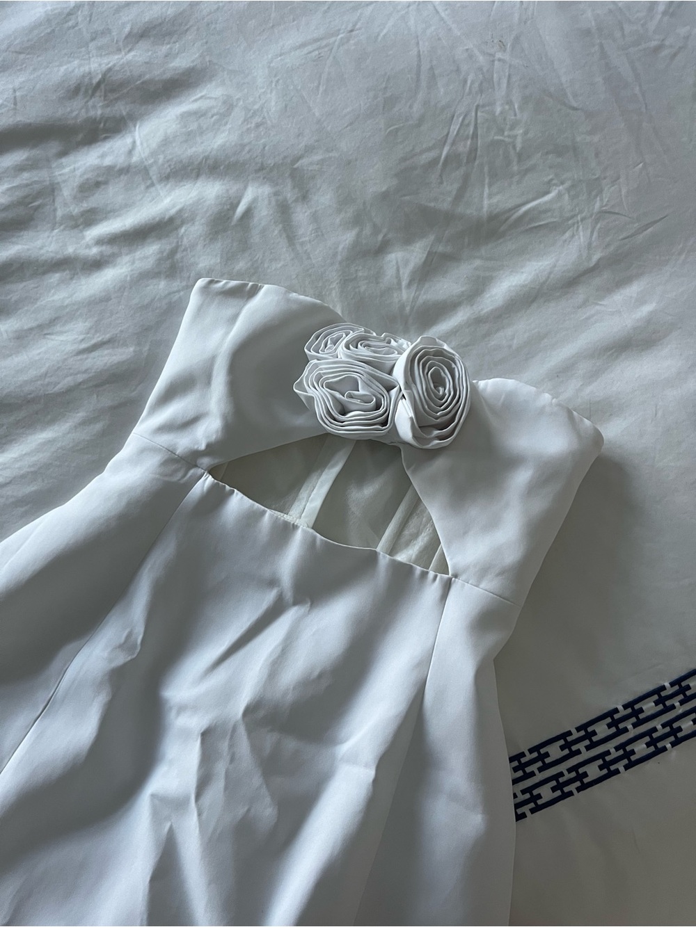 Bridal Mini Strapless Dress with Rosette Detail